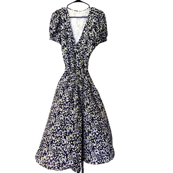 Tanya Taylor Dorothy Confetti Floral Silk Lined Midi Wrap Dress 8 - Picture 4 of 9